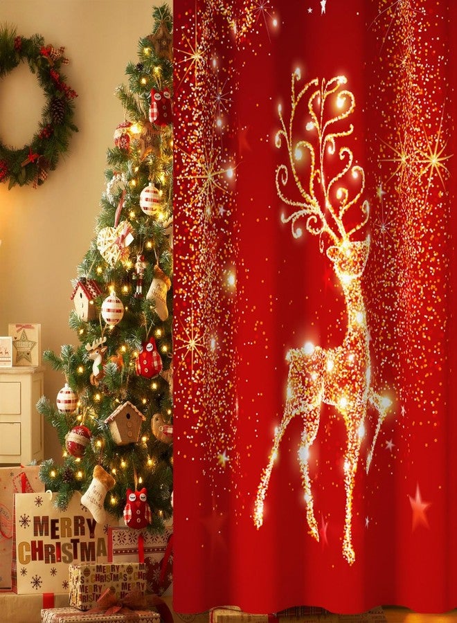 YOSTEV Red Christmas Curtain for Living Room 2 Panel Set, Red Xmas Velvet Window Curtains 84 Inch Long, Sparkle Reindeer Snowflake Thermal Insulated Room Darkening Decoration Curtains, 52x84 Inch - Image 4
